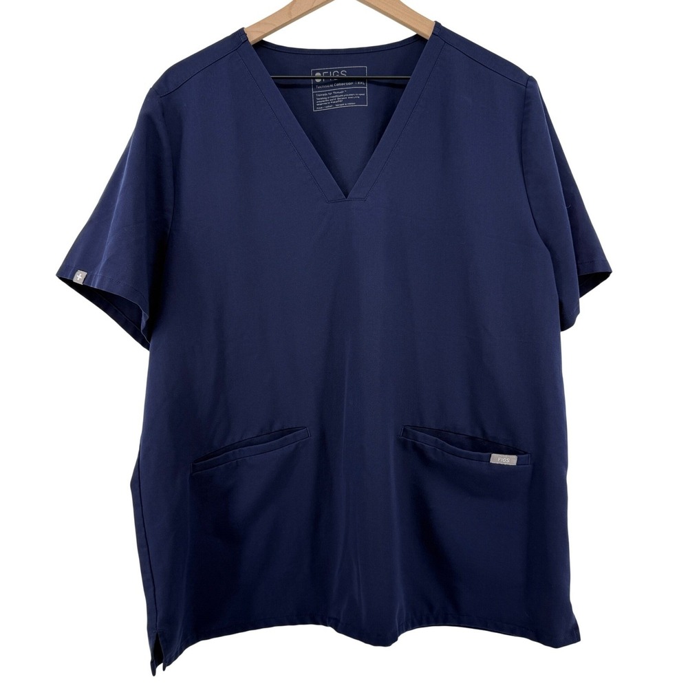Figs Casma Three-Pocket Scrub Top Navy Blue Women XXL FW1100 PO #2054 RN Nurse